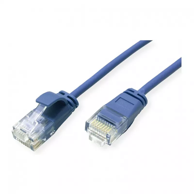ROLINE GREEN UTP Patchkabel Cat.6A (Klasse EA), LSOH, schlank, Blau, 0,15 m