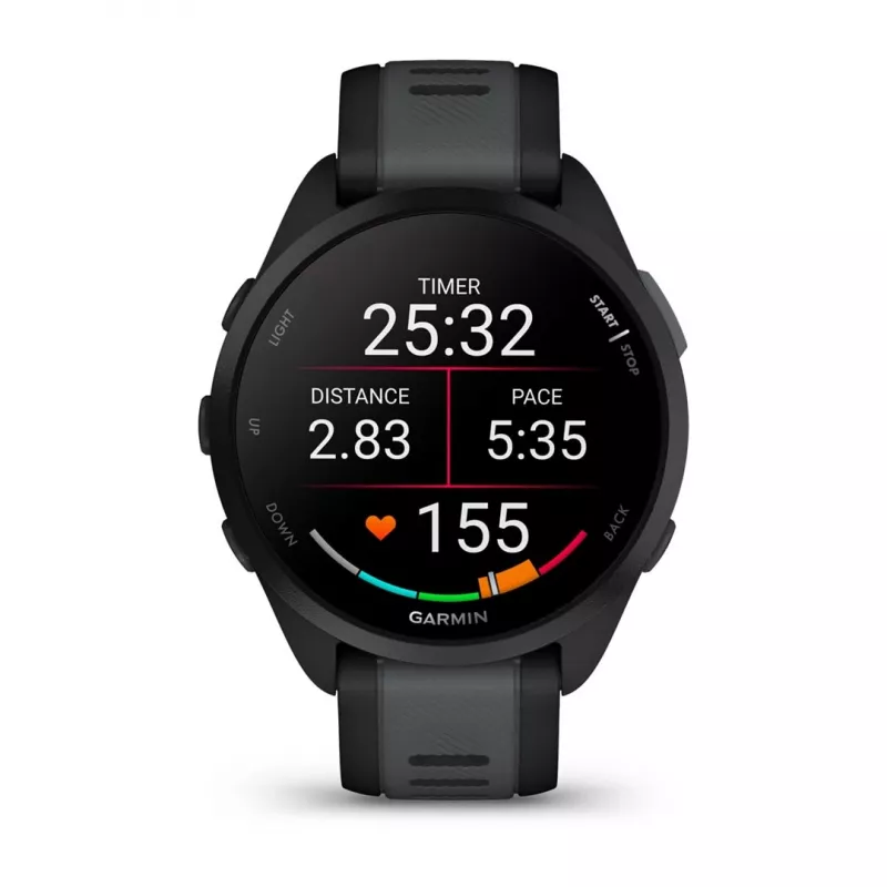 Garmin Forerunner 165 Music - Schwarz - Sportuhr mit Armband - Silikon - Schiefergrau - Handgelenkumfang: 126–203 mm - Anzeige 3 cm (1.2) (010-02863-30)