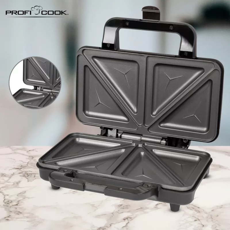 ProfiCook PC-ST 1092 - Sandwichmaker - 900 W - Edelstahl/Schwarz