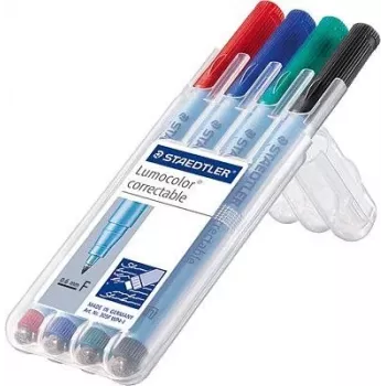 Marker Staedtler Lumocolor correctable 305 4 Stück Grün Schwarz Blau Rot