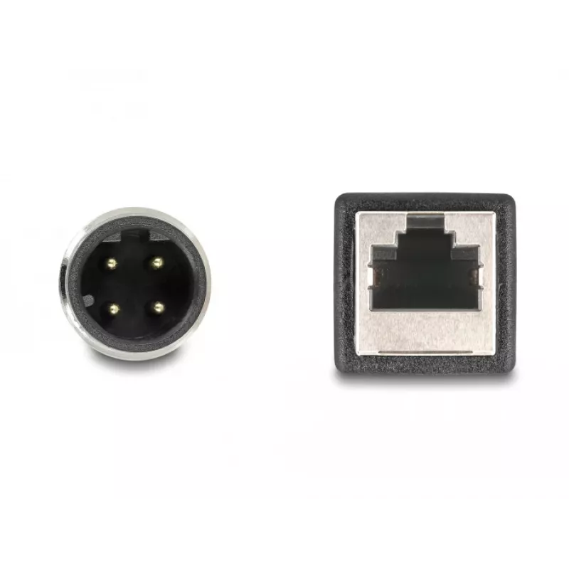 DeLOCK M12 Adapterkabel D-codiert 4-polig Stecker auf RJ45 Buchse 50 cm