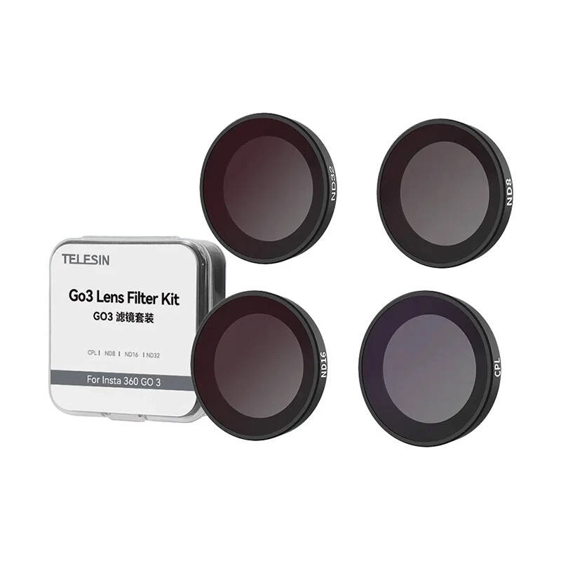 Set mit 4 Telesin-Filtern (CPL/ND8/ND16/ND32) für Insta360 GO 2/3 Kamera