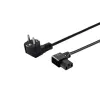 Netzkabel SAVIO CL-116 — 1,8 m, Schwarz, gewinkelter Netzstecker Typ C auf gewinkelten IEC C13, 3-adrig 0,5 mm²