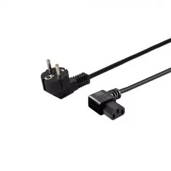 Netzkabel SAVIO CL-116 — 1,8 m, Schwarz, gewinkelter Netzstecker Typ C auf gewinkelten IEC C13, 3-adrig 0,5 mm²
