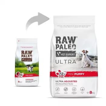 RAW PALEO Ultra Mini Puppy Beef - Trockenfutter für Welpen kleiner Rassen - 8 kg