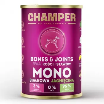 CHAMPER Bones & Joints Monoprotein Lamm - Nassfutter für Hunde - 400g