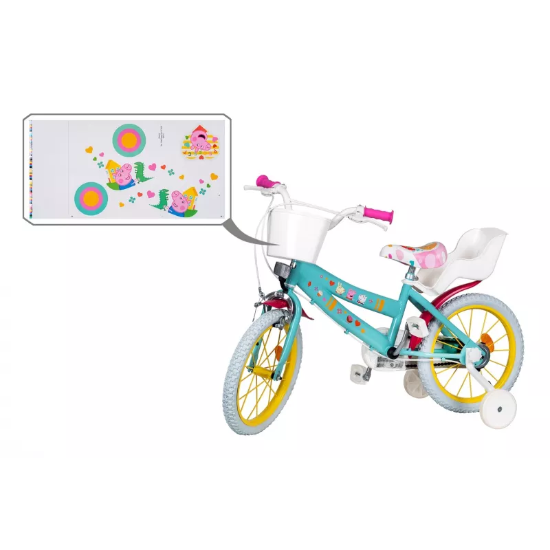 Kinderfahrrad Toimsa TOI1698 16 Zoll mit Peppa Pig-Grafiken, geeignet für Alter 3–6