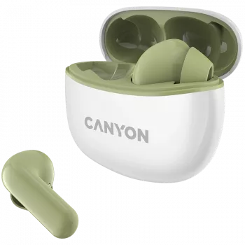 CANYON In-Ear-Kopfhörer TWS-5, Grün Bluetooth 5.3, Touch-Steuerung, Ladeeingang: USB-C