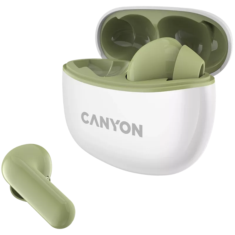 CANYON In-Ear-Kopfhörer TWS-5, Grün Bluetooth 5.3, Touch-Steuerung, Ladeeingang: USB-C