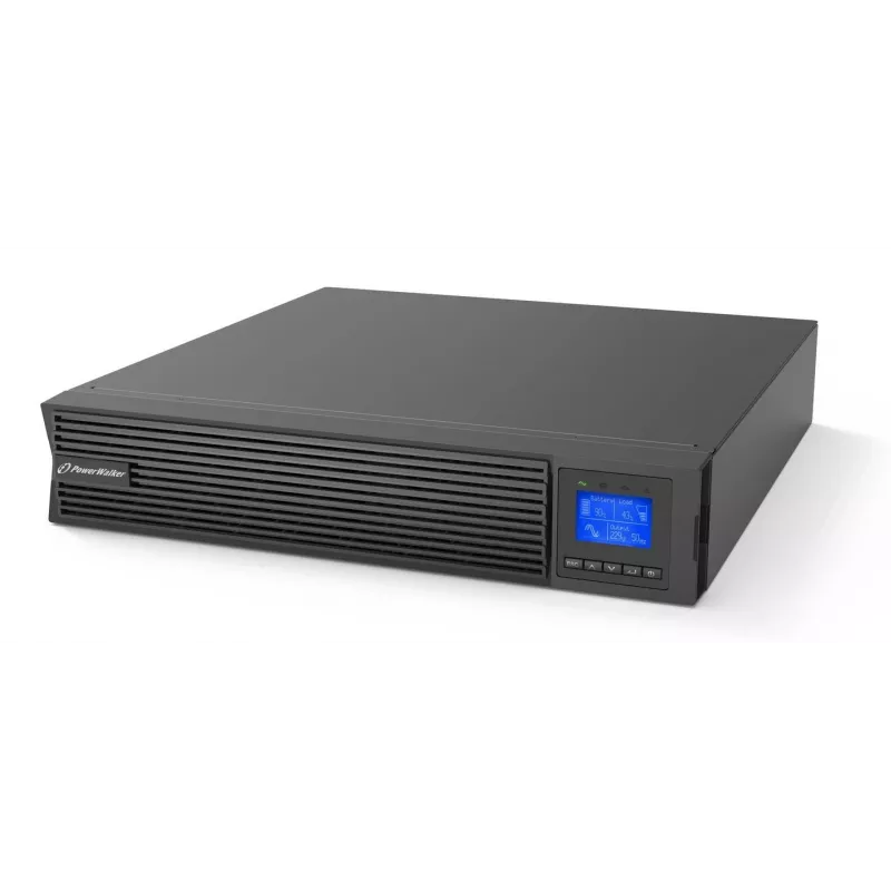 Unterbrechungsfreie Stromversorgung PowerWalker VFI 1000 ICR IoT, Online-Doppelwandler, 1 kVA / 1000 W, 8x C13-Ausgänge, LCD, Rack/Tower 2U, schwarz