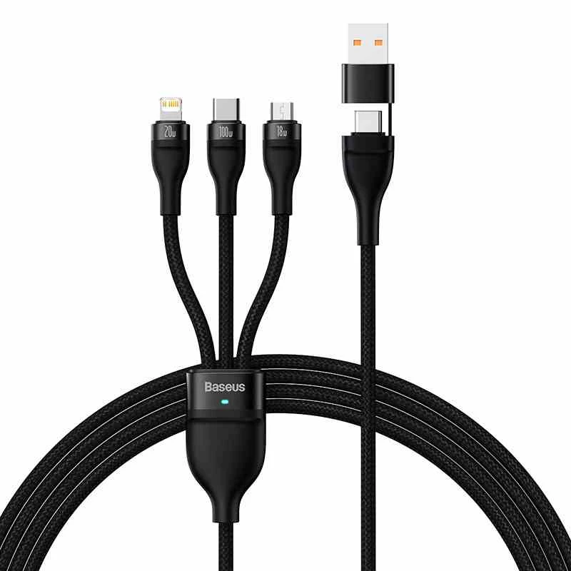 USB-Kabel Baseus CASS030101 1,2 m USB-A/USB-C USB-C/Micro-USB-B/Lightning Schwarz