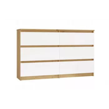 Kommode 6-Schubladen 120 cm Top E Shop Malwa — Artisan Oak / Weiß, Spanplatte
