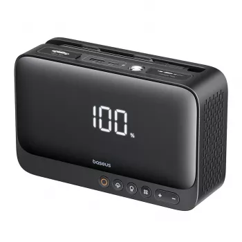Tragbares Ladegerät Baseus Super Energy 6000 mAh – Starthilfe, LiPo 6000 mAh, 300 A Startstrom, 150 PSI, integriertes Display & Taschenlampe, USB-C + USB-A, schwarz