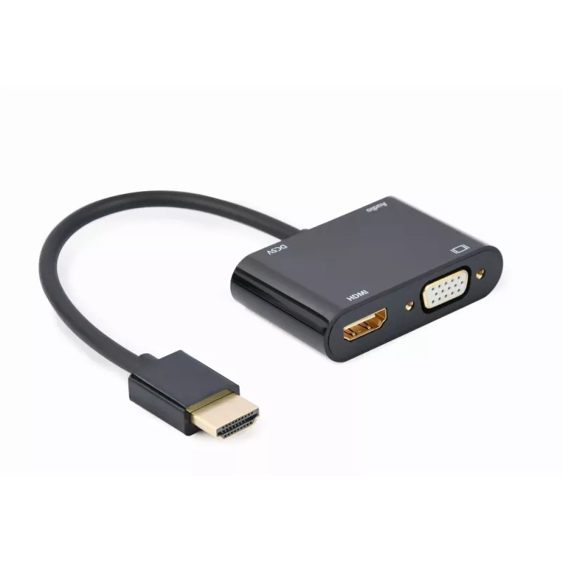 HDMI-zu-VGA-Adapter GEMBIRD A-HDMIM-HDMIFVGAF-01, HDMI-Stecker auf VGA-Ausgang, 0,15 m, schwarz