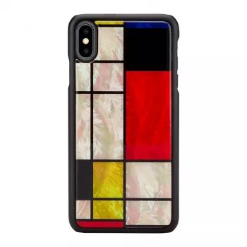 Smartphone-Hülle iKins für iPhone XS Max Mondrian Schwarz – Schutzabdeckung, Hartschale