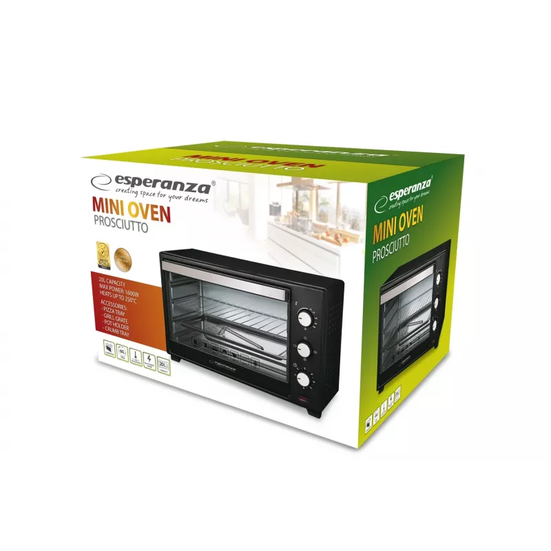 Esperanza EKO008 Mini-Backofen 20 l 1600 W Schwarz