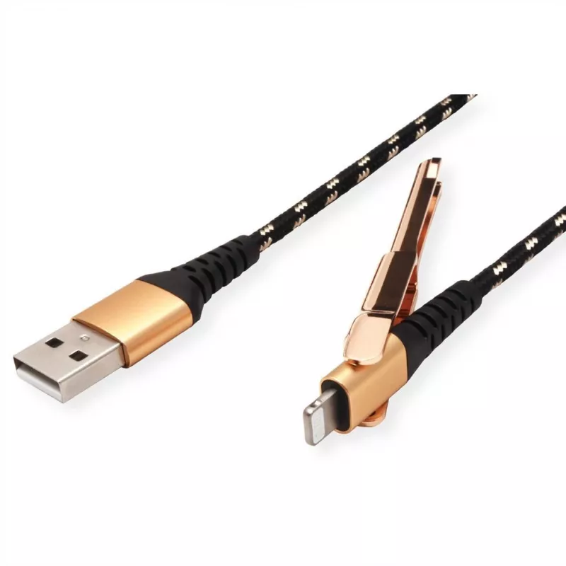 Lightning-Kabel ROLINE 11.02.8923 1m Schwarz Gold