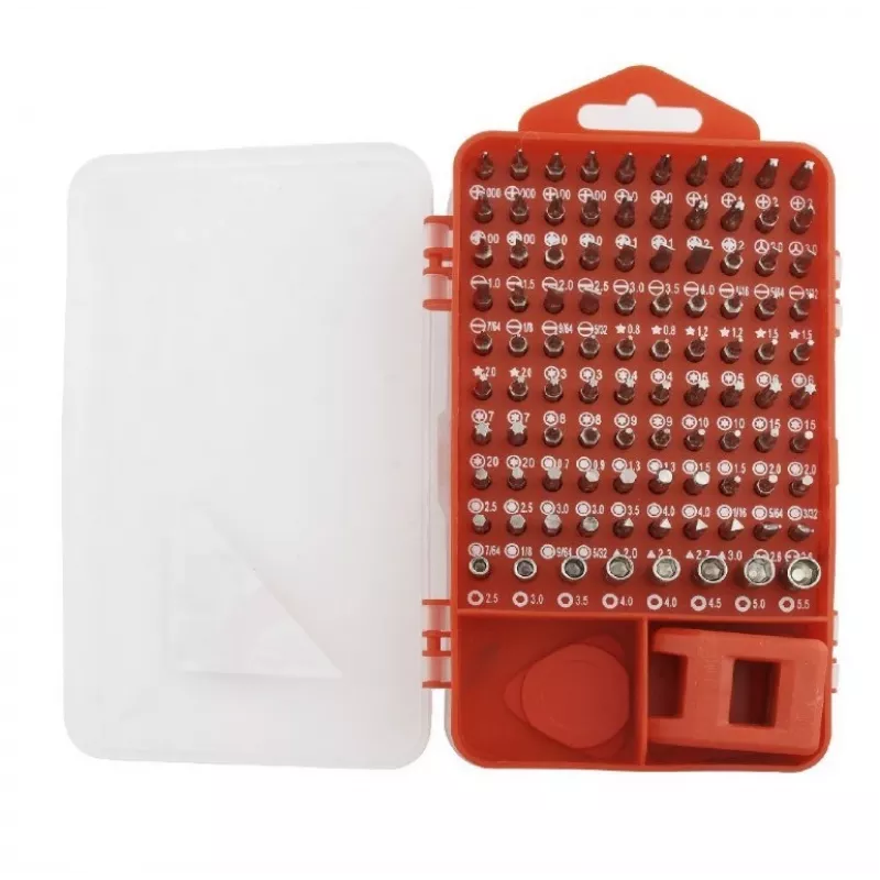 Manuelles Schraubendreher-Set GEMBIRD TK-SD-07 — 90-teilige Kombinationsschraubendreher und Bits, magnetische Spitzen, roter Tragekoffer