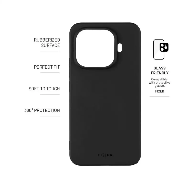 FIXED Handy-Rückabdeckung für Xiaomi 15T Pro – gummiertes schwarzes Schutzcase