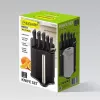 Messer- und Besteckblock-Set Maestro MR-1413 – schwarz, 8-teilig, Edelstahlklingen mit Halter, Papierhandtuchständer
