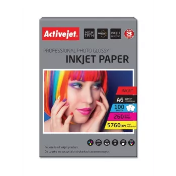 Activejet AP6-260GR100 Fotopapier für Tintendrucker; A6; 100 Stück, 10x15