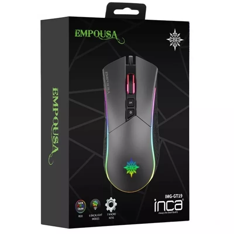 INCA Gaming-Maus IMG-GT19 4800 DPI. RGB. 7 Tasten. USB. SW retail