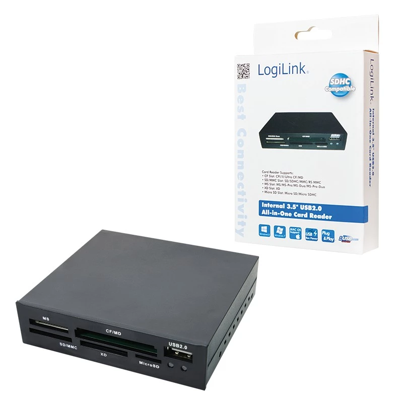 LogiLink CR0012 Kartenleser USB 2.0 intern Schwarz