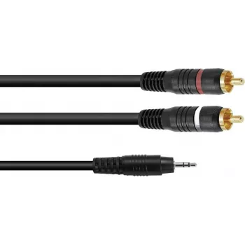 Audio-Adapterkabel Omnitronic 3,5-mm-Klinke auf 2×Cinch, 1 m