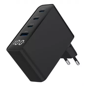 Gembird TA-UC-PDQC100LCD-01-BK Ladegerät für Mobilgeräte, Laptop, Smartphone, Schwarz, AC-Schnellladung, Innenbereich
