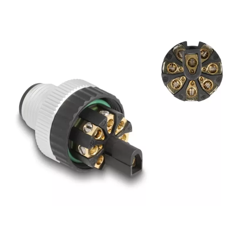 DeLOCK M12 Steckverbinder A-codiert 8-polig Stecker Schraubanschluss