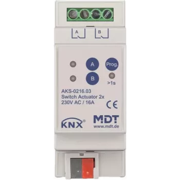 MDT technologies Schaltaktor 2-fach 2TE REG, 16A, 230VAC AKS-0216.03 (AKS-0216.03)