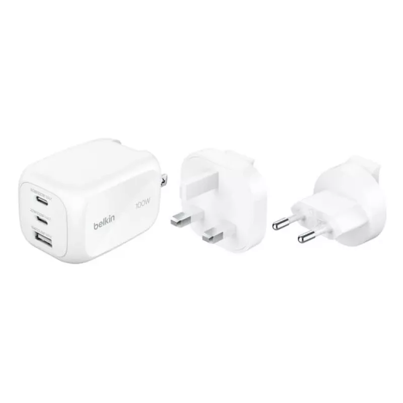 Wandladegerät Belkin BOOSTCHARGE 100W 2C1A WCH016HQWH mit austauschbarem Stecker
