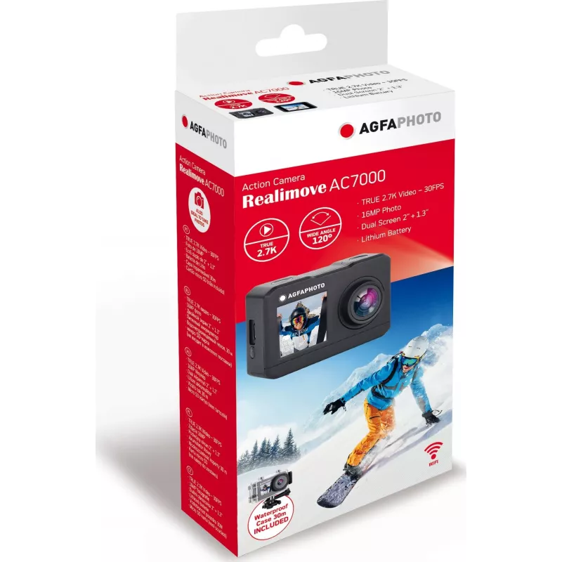 AgfaPhoto Action Cam Action Sportkamera 16 MP 2K Ultra HD CMOS Wi-Fi 58 g (AC7000BK)