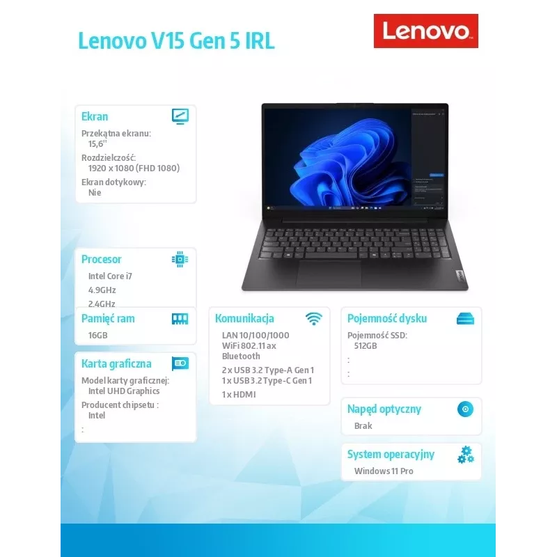 Laptop Lenovo V15 G5 39,6 cm (15,6 Zoll) i7-13620H 16 GB 512 GB