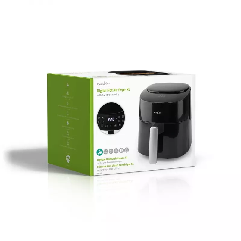 Heißluftfritteuse Nedis KAAF160BK, Einzelkorb, 4,2 L, 1300 W, Schwarz