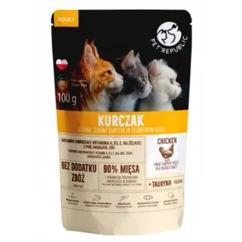Nassfutterbeutel für Katzen PetRepublic ADULT 100 g — Filets mit Hähnchenstückchen