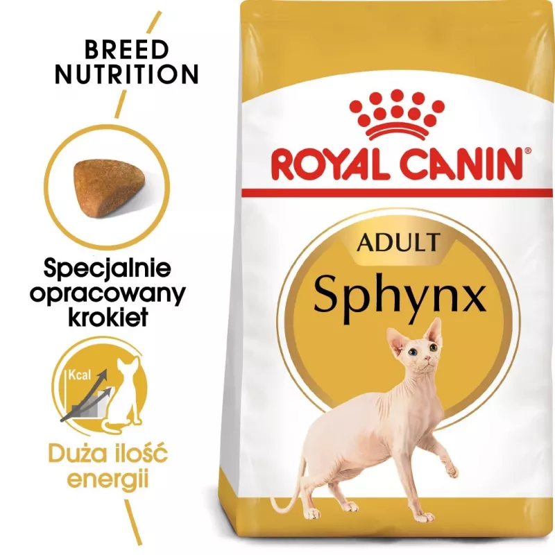 Trockenfutter für Katzen Royal Canin Sphynx Adult 2 kg — Schweinefleischgeschmack, 33 % Protein, 23 % Fett