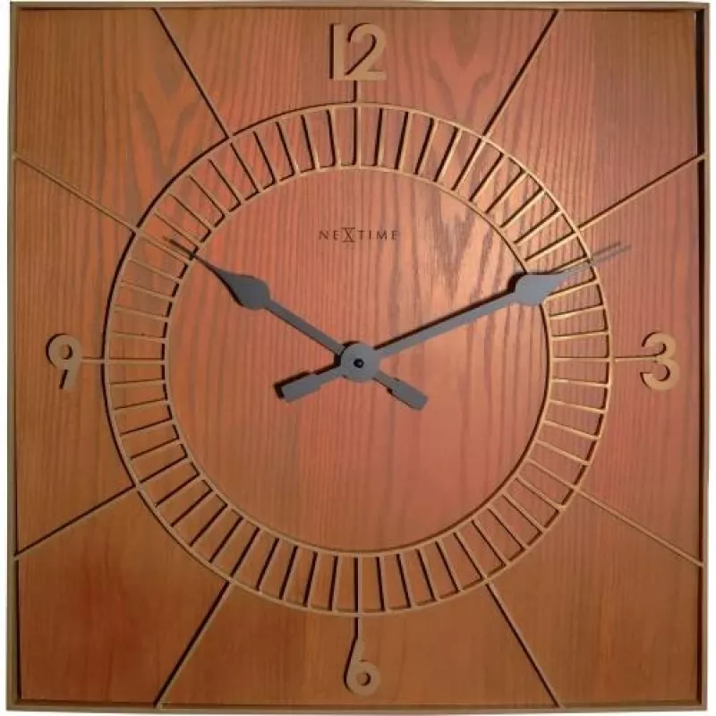 NeXtime Wanduhr 3112br Wood Square, 50x50 cm, Wand, Braun