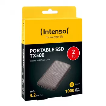 Intenso TX500 - SSD - 2TB - extern (tragbar) - USB 3,2 Gen 2x1 (USB-C Steckverbinder) - braun (3827470)