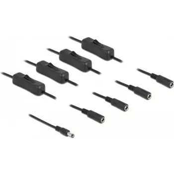 DC-Kabel DeLOCK 86796 5,5 x 2,1 mm Stecker auf 4 x Buchse mit Schalter 1 m