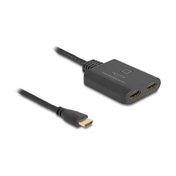 DeLOCK HDMI Switch 2 x HDMI In auf 1 x HDMI Out 8K 60 Hz integriertes Kabel 50 cm