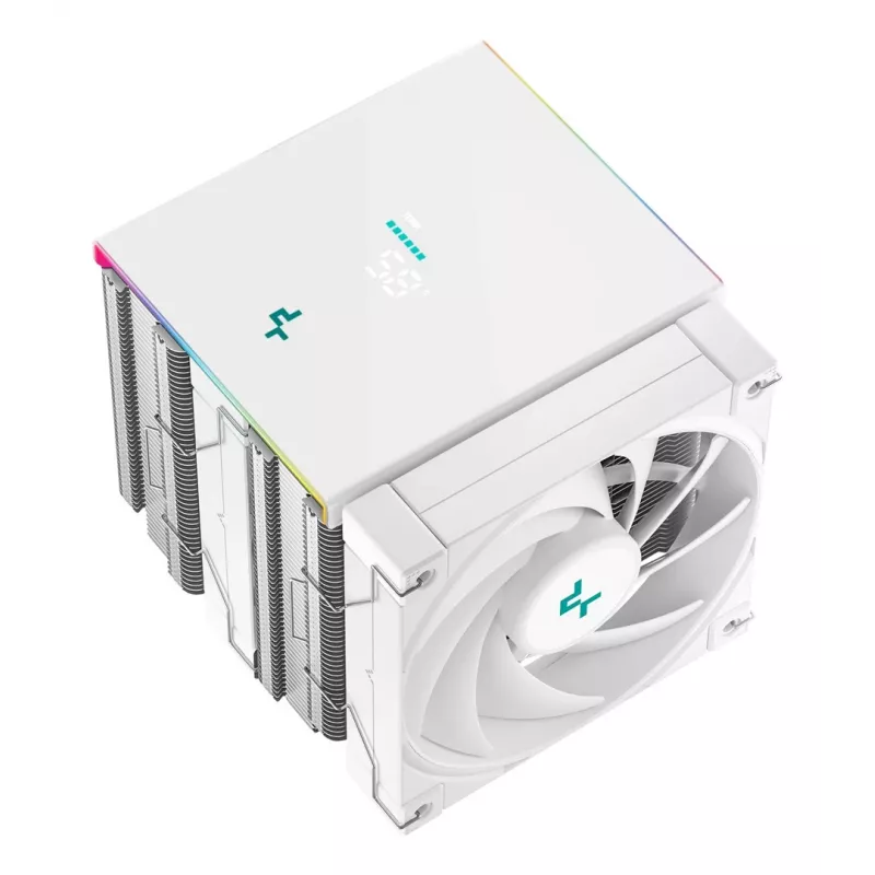 Luftkühler DeepCool AK620 Digital SE White — zwei 120-mm-Lüfter, 6 Heatpipes, PWM, LGA-1700-Unterstützung, integrierte Anzeige
