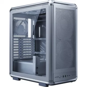 PC Midi Tower Cooler Master MasterFrame 500 Mesh — Schwarz mit transparenter Seite, unterstützt ATX-Netzteile, 2x200mm vorne + 1x120mm hinten, 2,5 Zoll/3,5 Zoll Laufwerke