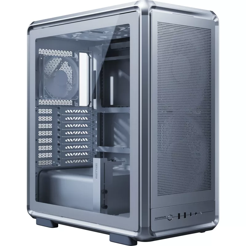 PC Midi Tower Cooler Master MasterFrame 500 Mesh — Schwarz mit transparenter Seite, unterstützt ATX-Netzteile, 2x200mm vorne + 1x120mm hinten, 2,5 Zoll/3,5 Zoll Laufwerke