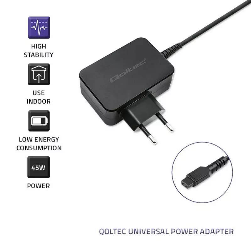 Qoltec 51025 Netzteil/Spannungswandler Indoor Schwarz