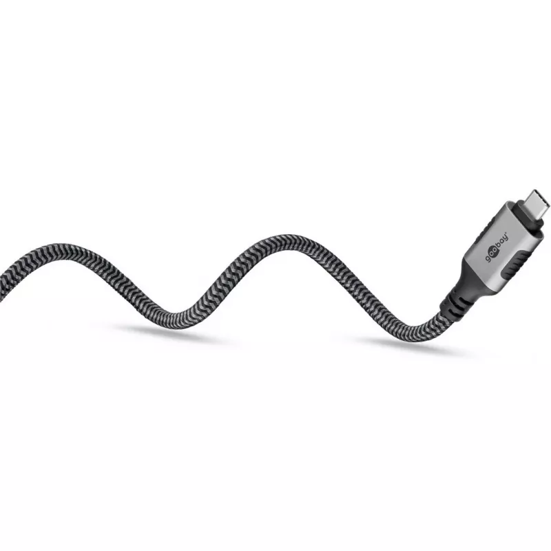 Ethernet-Kabel USB-C 3.2 Gen2 Stecker > RJ-45 Stecker, LAN-Adapter schwarz/Silber, 1,5 Meter, geflochtene Textilummantelung