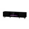 TV-Schrank Cama Meble PAFOS EF mit elektrischem Kamin 180x42x49 cm, schwarz matt, 2 Türen, 1400–1600 W