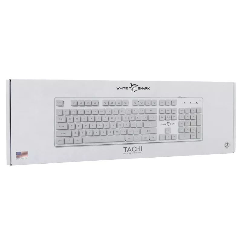 Mechanische Gaming-Tastatur White Shark TACHI-W-US — kompaktes TACHI White-Layout