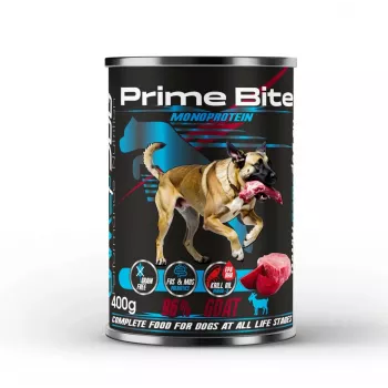 PRIME BITE Monoprotein Ziege mit Rote Bete – Nassfutter für Hunde – 400 g