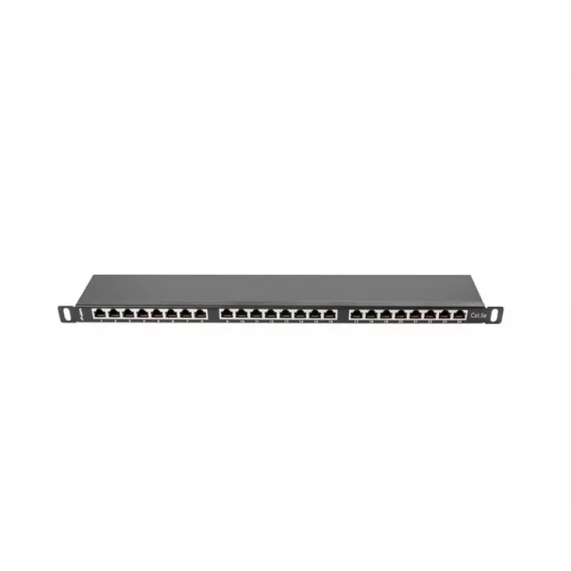 Patchpanel LANBERG PPS5-0024-B 24-Port CAT5e, Metall, 0,5 U, 445×99×22,3 mm, schwarz